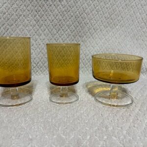 Set of Amber Glass Goblets